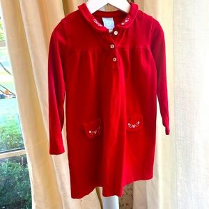 BELLA BLISS RED PIQUE FLORAL EMBROIDERED KNIT DRESS